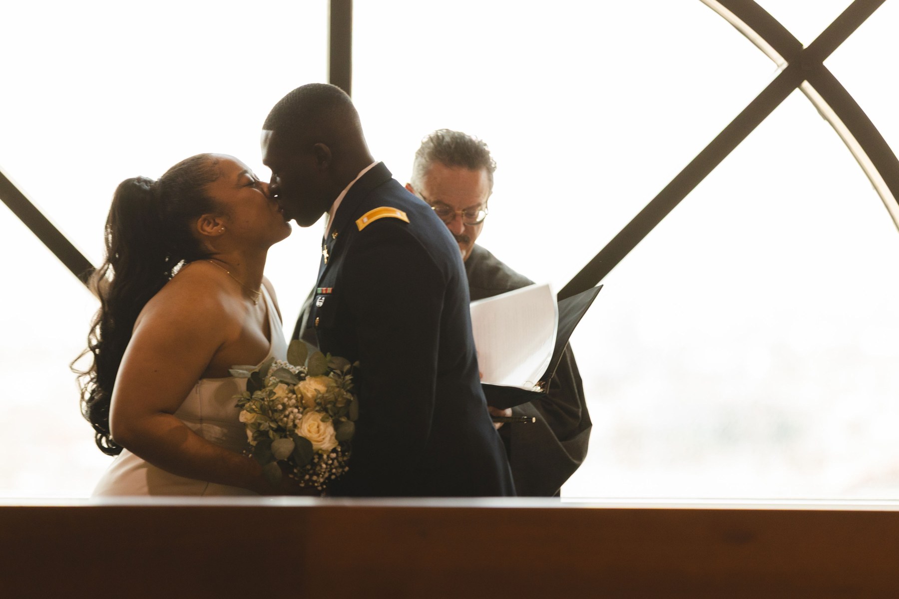 A kiss during the ceremony