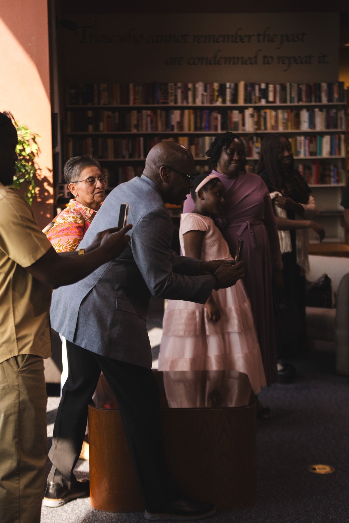 Loved ones embracing after the ceremony
