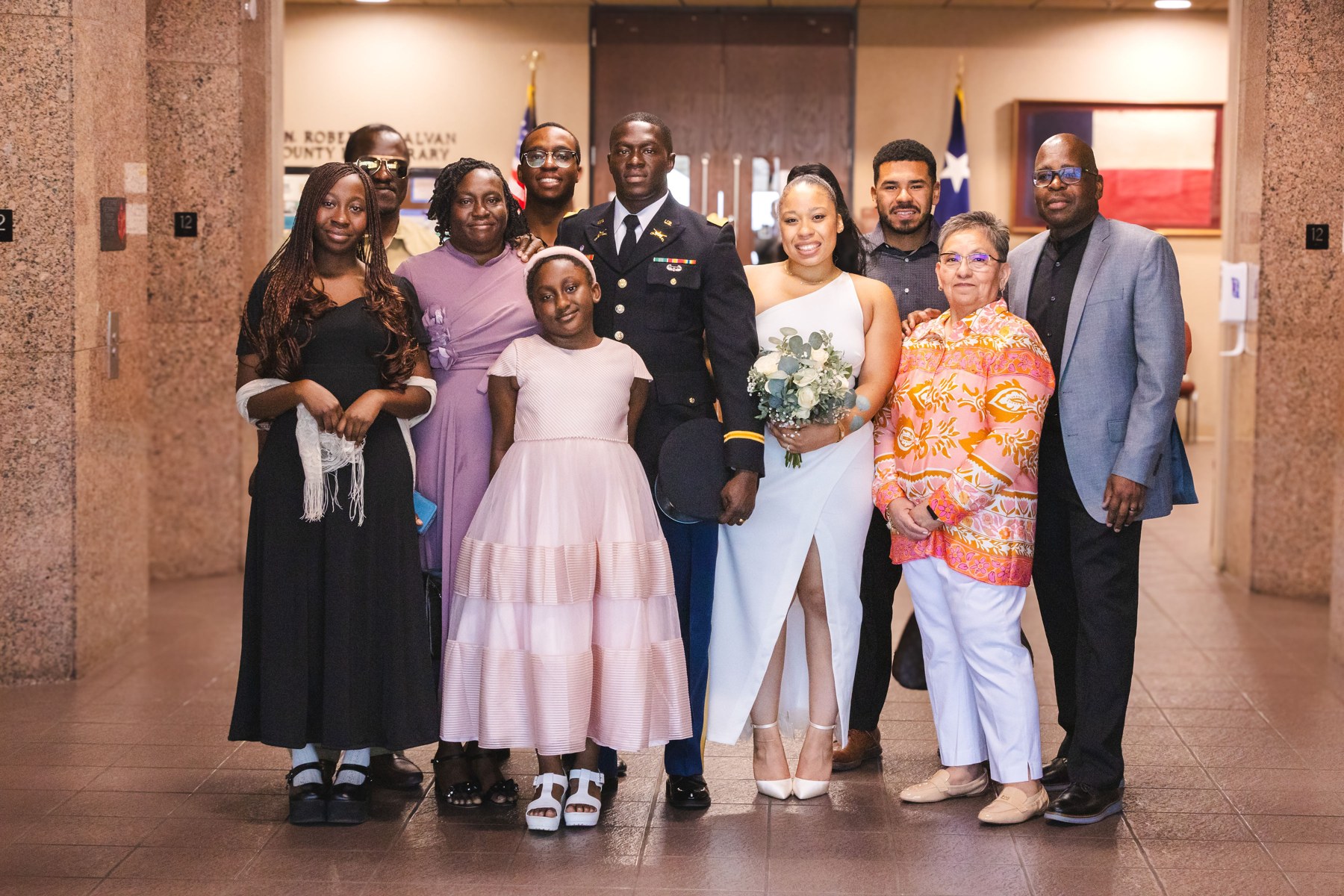 The couple with their wedding guests