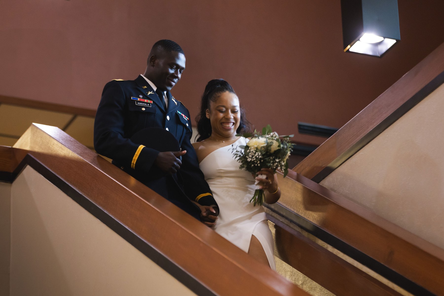 A portrait together on the staircase
